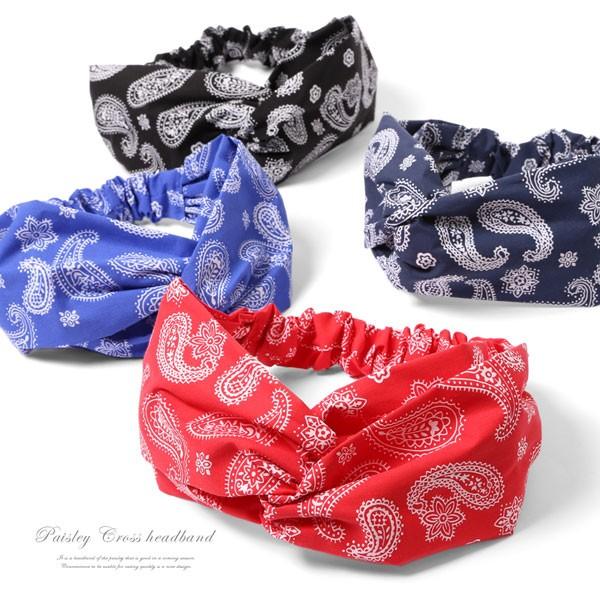 ヘアバンド レディース ターバン ペイズリー柄 ヘアターバン クロスヘアバンド 送料無料新品 カチューム バンダナ