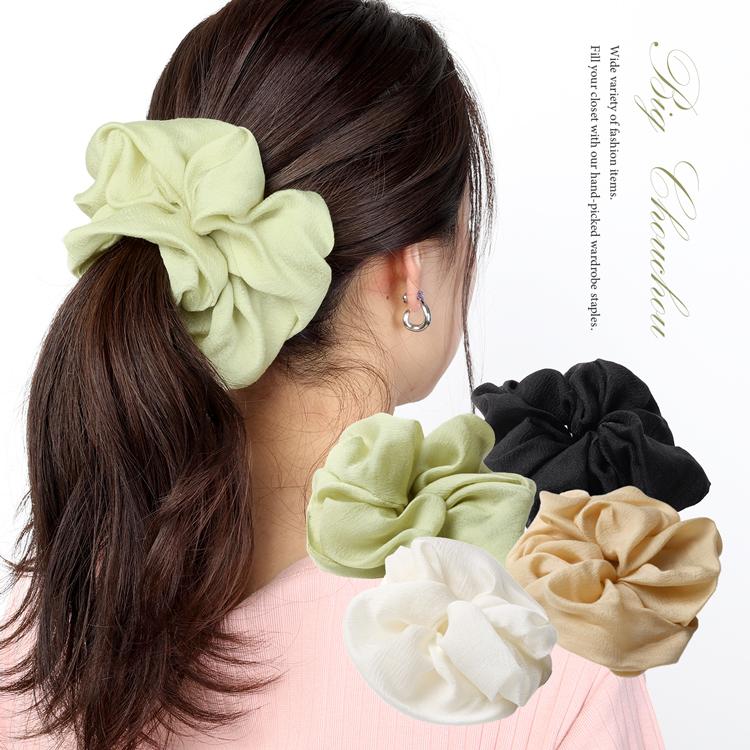 大きいシュシュ サテン ビッグシュシュ 【メール便 送料無料】 大人