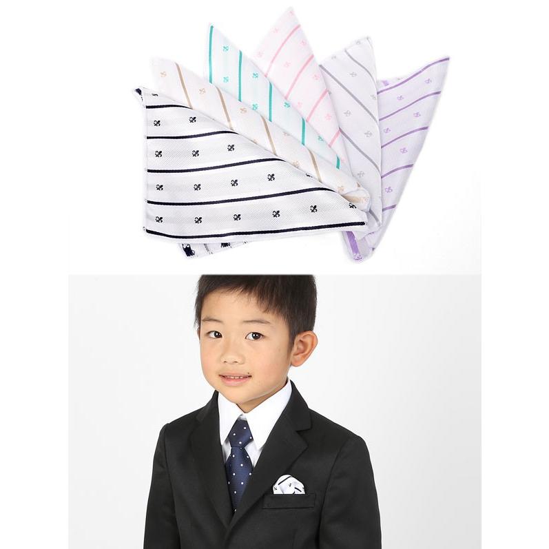 ポケットチーフ チーフ ポケット ホワイト ストライプ クレスト柄 卒