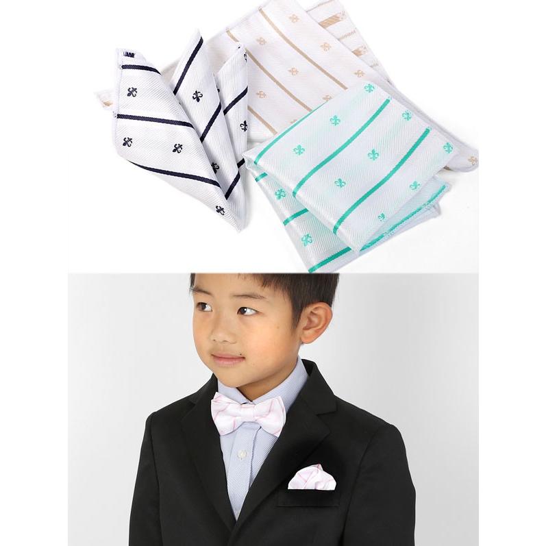 ポケットチーフ チーフ ポケット ホワイト ストライプ クレスト柄 卒