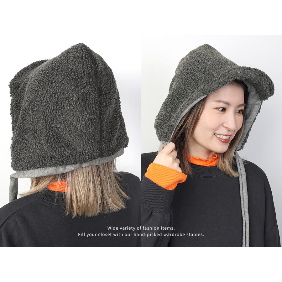 帽子 頭巾 ボンネット レディース ボア フリース プードルファー