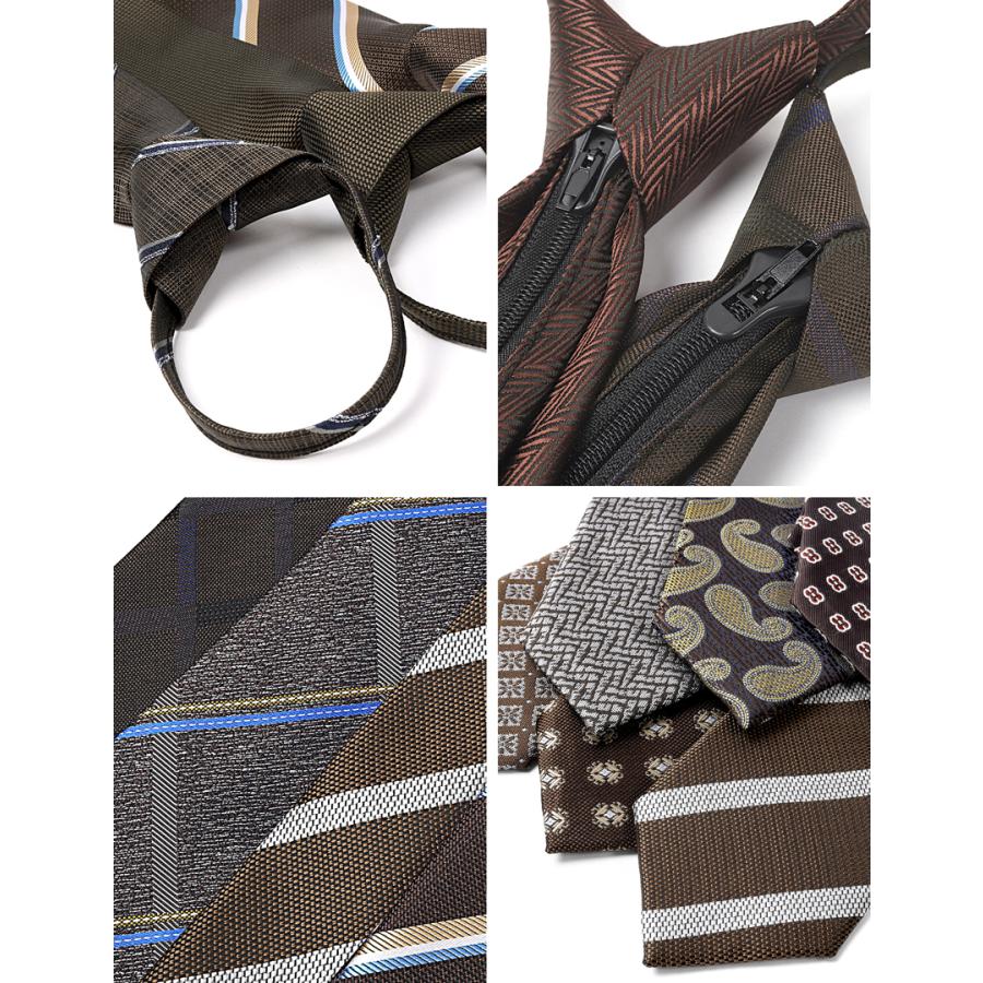 ワンタッチネクタイ ネクタイ ワンタッチ クイックネクタイ ブラウン