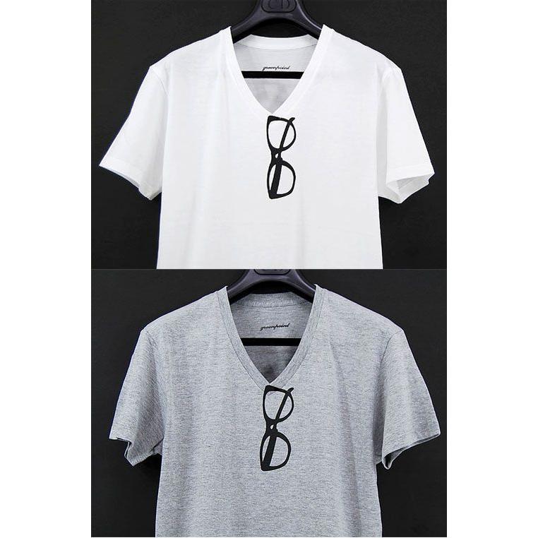 メール便 送料無料 メガネプリント Vネック Tシャツ メンズ レディース だまし絵 Tシャツ ｖネック 転写tシャツ Ladies 半袖 眼鏡 白 眼鏡 Megane White M H A Style 通販 Yahoo ショッピング