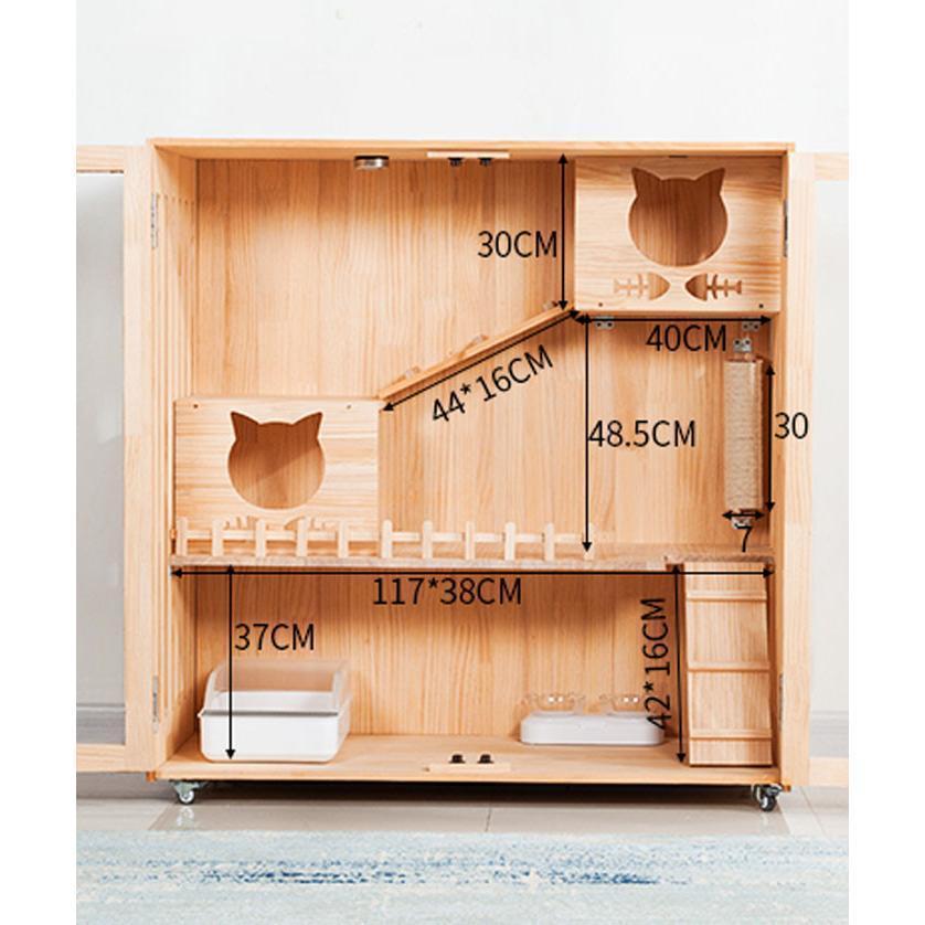 【２点セット】 ペットハウス キャットタワー 猫ハウス 猫用 大型猫 ネコタワー動物ハウス【猫の部屋】透明なドア 別荘 猫キャビネット 転倒防止 二つドア 【1544843571】(55193円)