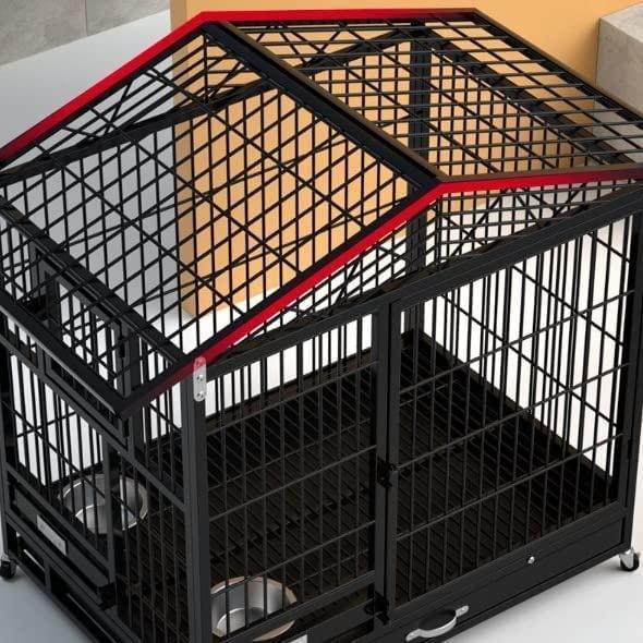 【極美品】 犬サークル ペットケージ 鉄製の犬用ケージ、頑丈なロック付きの脱出防止犬小屋、両開きドア、取り外し可能なトレイ室内犬小屋 ，金属製の犬用ケージクレート 【2821697407】(15479円)