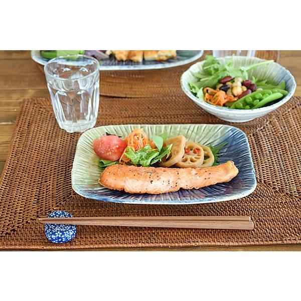 食器 和食器 おしゃれ 皿 中皿 二色流し彫十草焼き物皿 モダン 角皿