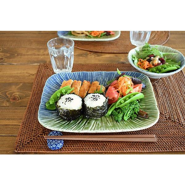 食器 和食器 おしゃれ 皿 大皿 二色流し彫十草角大皿 モダン 美濃焼