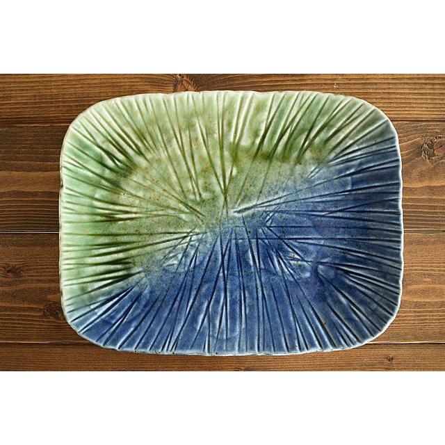 食器 和食器 おしゃれ 皿 大皿 二色流し彫十草角大皿 モダン 美濃焼