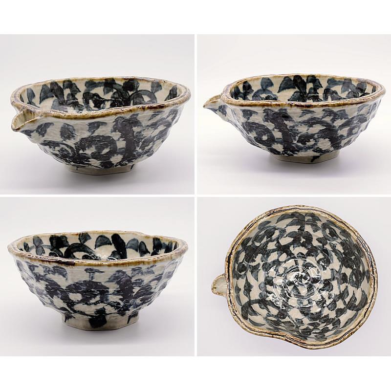 片口大鉢飾り鉢ボウル30cm伝統工芸陶器おもてなし高級食器ロクロ目渦巻き模様 食器 和食器 おしゃれ 大鉢 手書きたこ唐草片口深大鉢 モダン ボウル