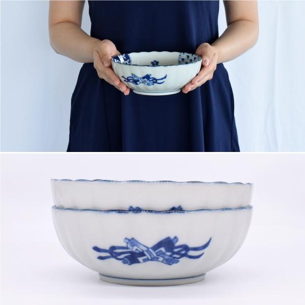 食器 和食器 おしゃれ 中鉢 藍丸紋菊形5.5鉢 煮物鉢 サラダ