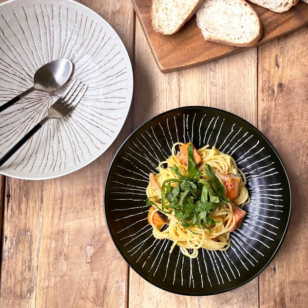 食器 和食器 おしゃれ 皿 カレー皿 彫十草6.8深皿 パスタ皿 モダン