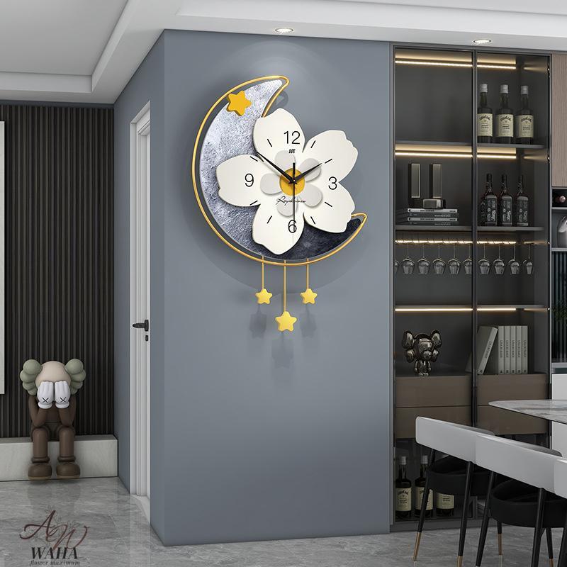 シンプル時計リビング時計壁掛け家庭用玄関背景装飾 花 クリエイティブ掛け時計アート掛け時計｜mhwnshop｜04