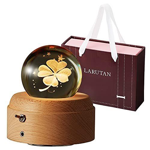 海外正規品 オルゴール 誕生日プレゼント 間接 照明 クリスタル Larutan 見て聴いて癒されるオルゴール ベッドサイドランプ デザイン クローバー 曲 い 年最新海外 Turningheadskennel Com