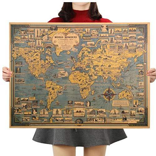 欲しいの 世界地図 ポスター クラフト紙 ヴィンテージ グレートビルウォールステッカー 68 5x51 5cm インテリア バー カフェ クラフト地図 アート ポスター Www We Job Com