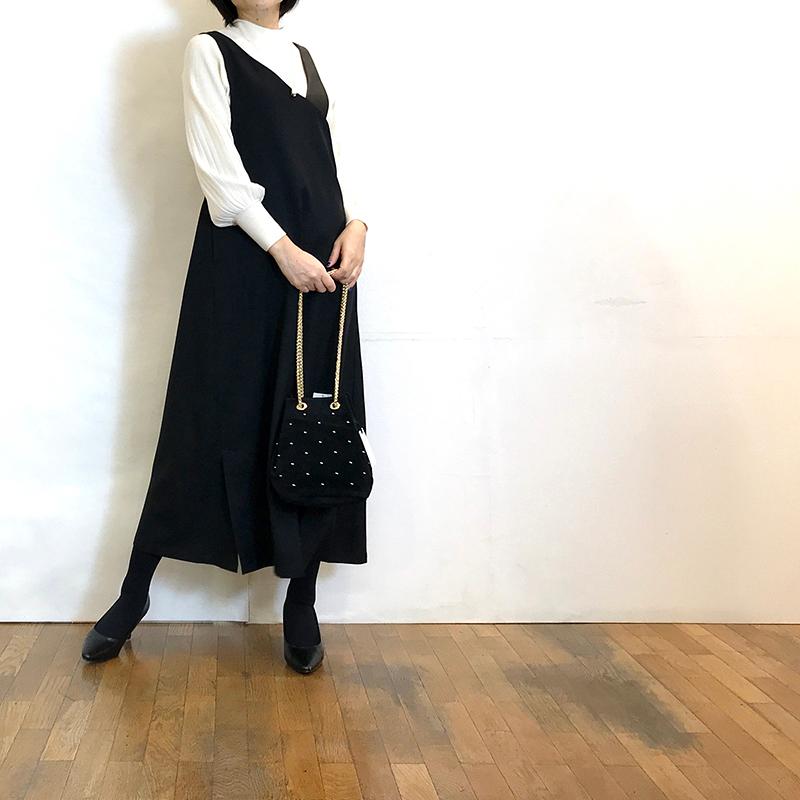 PASSIONE／パシオーネ】ショルダーベルトギャザーネックジャンパースカート PASSIONE パシオーネ ジャンパースカート ジャンスカ 婦人服