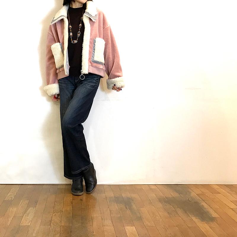 極美品⭐︎ ミーアアステリズム　配色エコファーブルゾン　異素材MIX 38サイズ ミーア アステリズム Mia-asterism 配色ボアジャケット ボアブルゾン