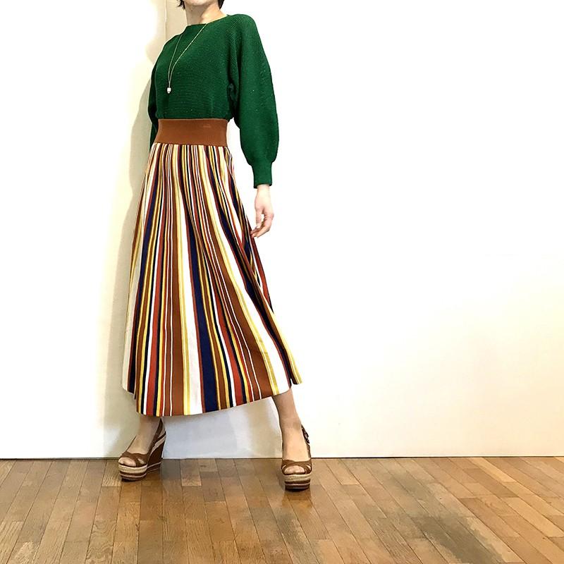 オリジナル マルチストライプ スカート プライオリティ 春 ゴム 40代 ロング スカート ニット Priority フレア ロング スカート Www Reinnec Cl