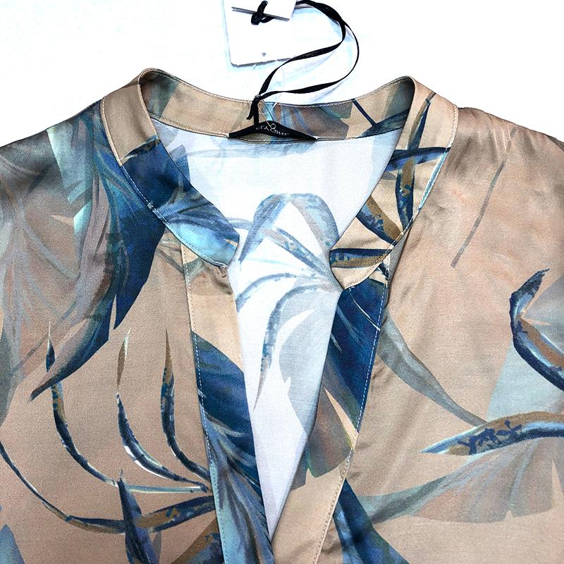 FLY GIRL フライガール 長袖ブラウス リーフプリント サテン イタリア  