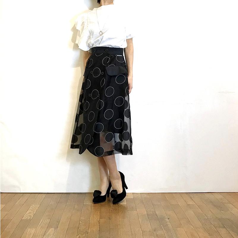 リトモラティーノ 服 スカート ラップスカート オーガンジー 黒 