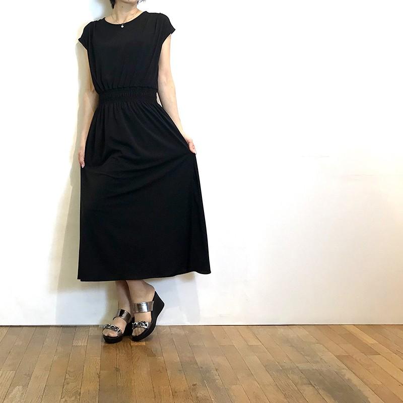 リラクシングアール ワンピース バックカシュクール フレンチ袖 黒 ウエストギャザー Relaxing R 1 901 セレクトショップ ミーナ 通販 Yahoo ショッピング