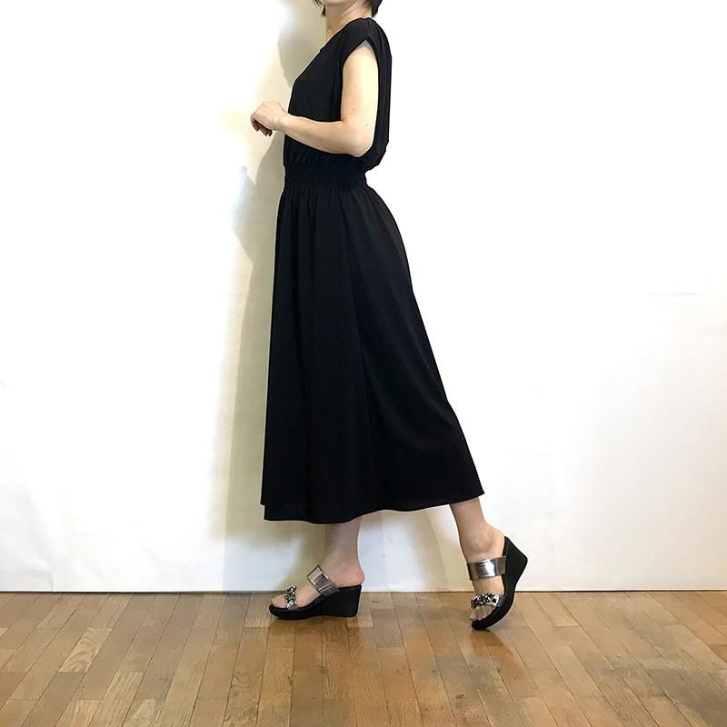 リラクシングアール ワンピース バックカシュクール フレンチ袖 黒 ウエストギャザー Relaxing R 1 901 セレクトショップ ミーナ 通販 Yahoo ショッピング