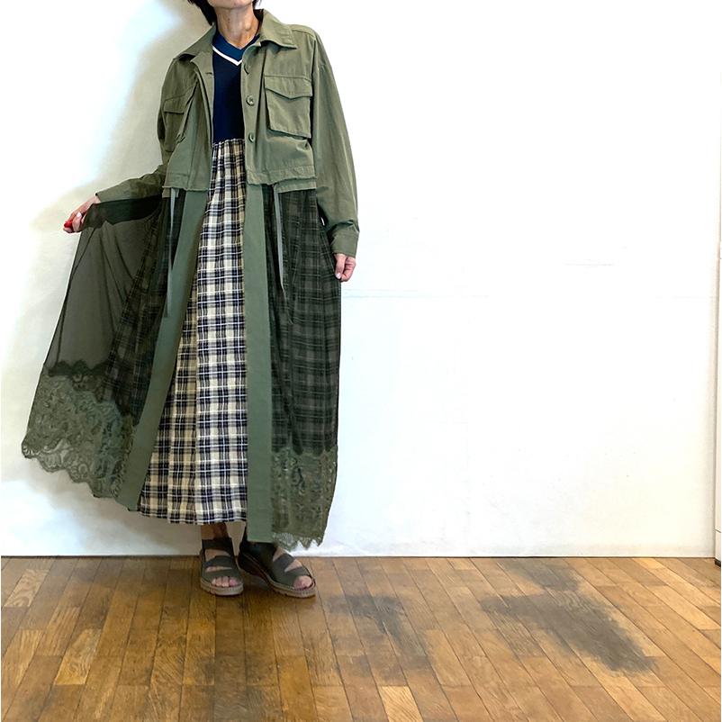 ミーア アステリズム ロングコート チュール＆レース切り替え 羽織 amA  