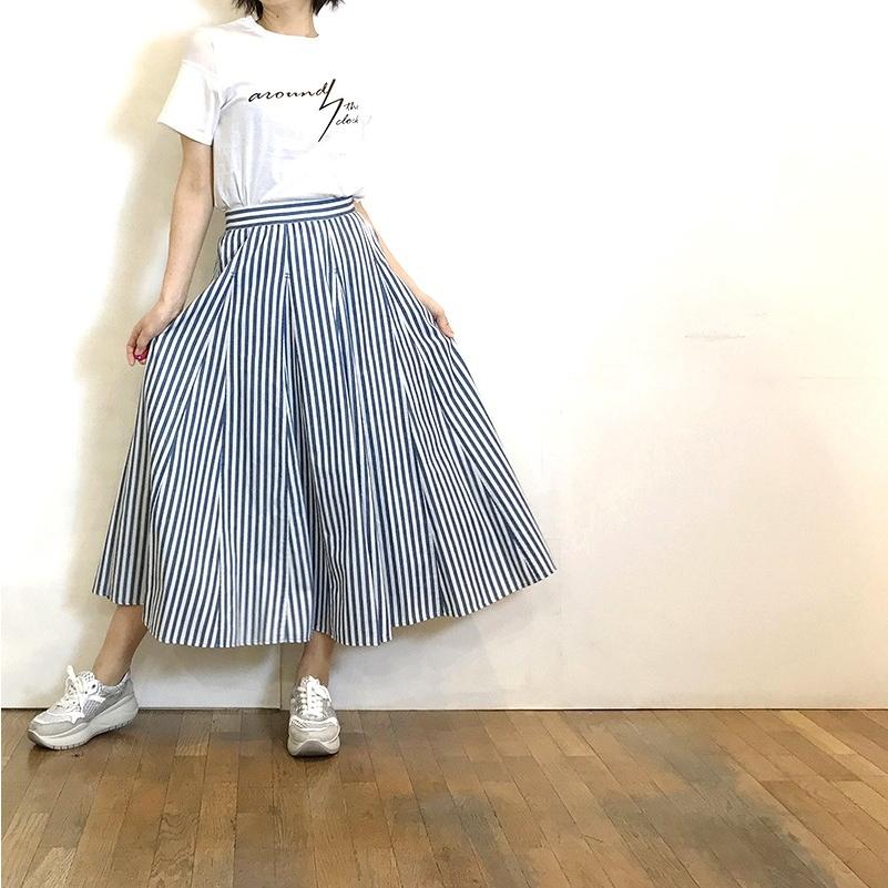 コムアンファム COMME UNE FEMME スカート フレア ロング ストライプ 