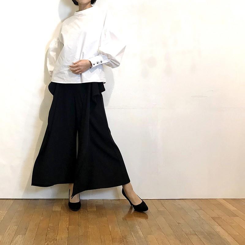 カピス ボリュームスリーブ ハイネックブラウス Capis 白 : セレクト 