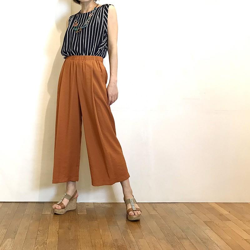 珍しい コーデ ガウチョパンツ 40代 きれいめガウチョパンツ Passione タックガウチョパンツ パシオーネ 夏 春 婦人服 7分丈 ボトムス パンツ Albinofoundation Org