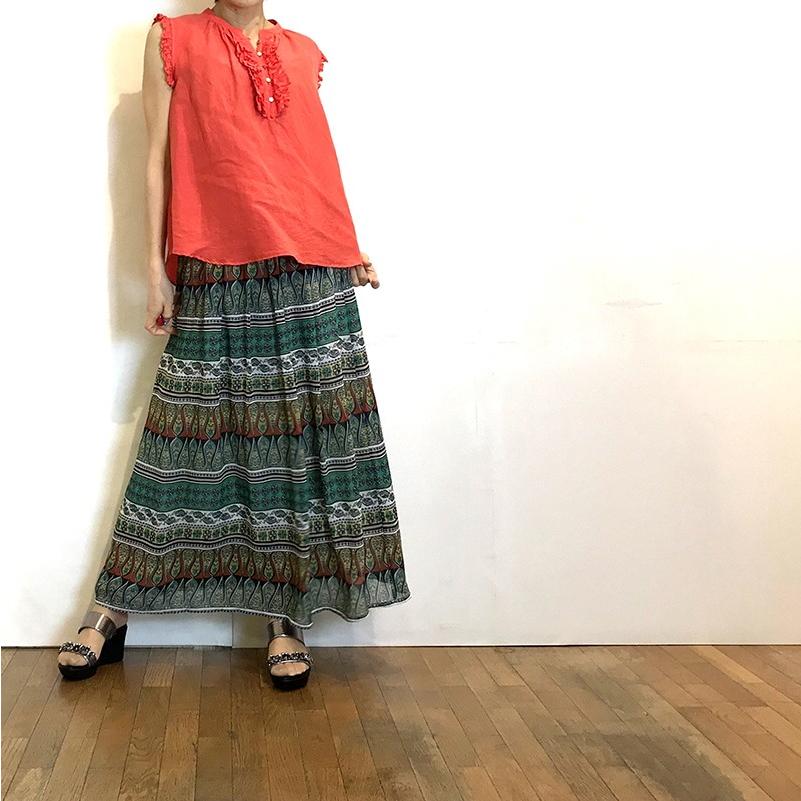 Brahmin（ブラーミン） ブラウス 麻 レーヨン フリル ノースリーブ 赤 
