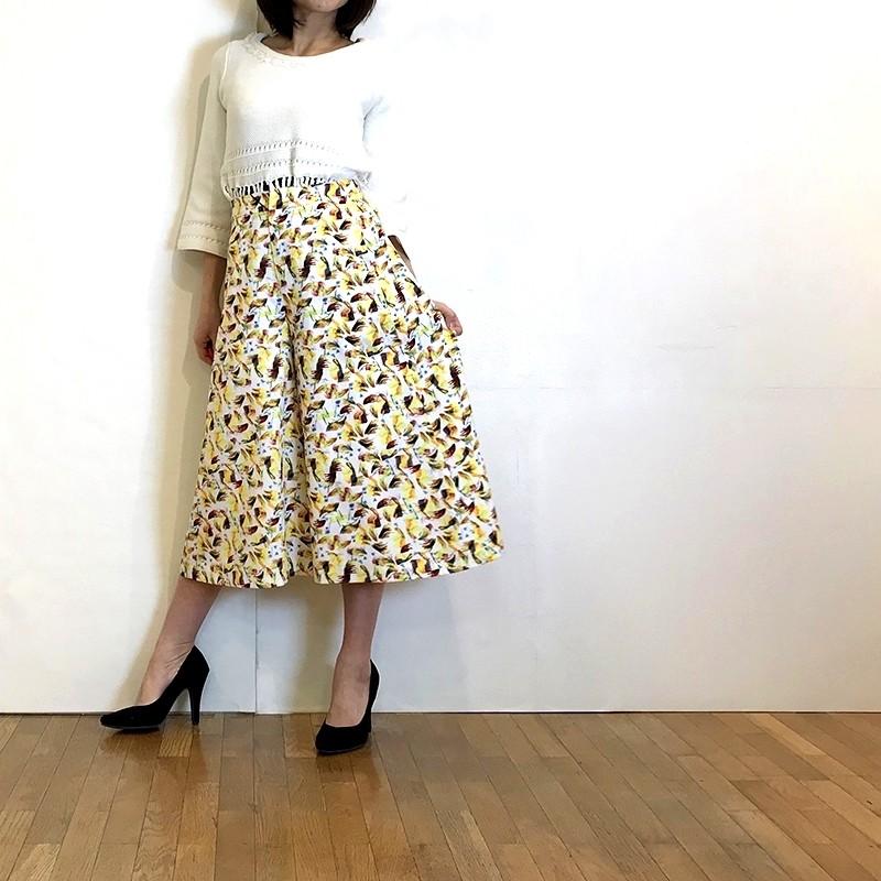 オリジナル コーデ ガウチョパンツ 40代 黄 38 Brahmin プリント ガウチョパンツ ブラーミン 新作 レディース ボトムス パンツ