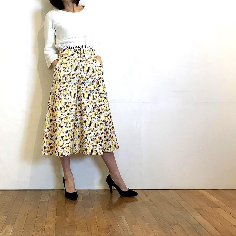 オリジナル コーデ ガウチョパンツ 40代 黄 38 Brahmin プリント ガウチョパンツ ブラーミン 新作 レディース ボトムス パンツ