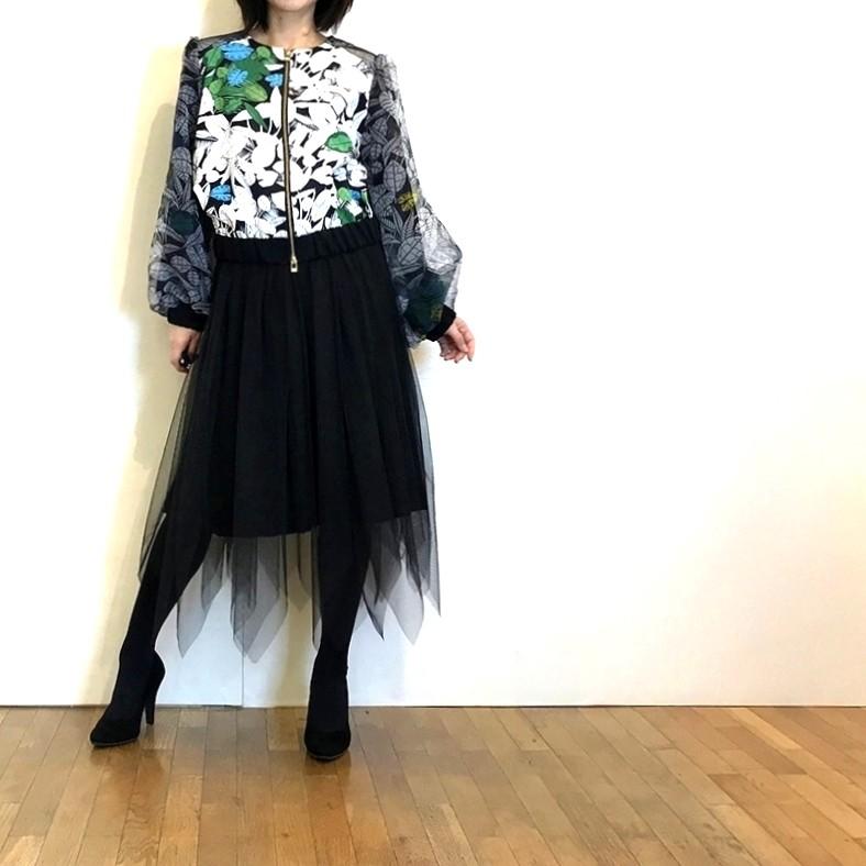 ドスディオサス オリジナルプリント オーガンジーレーヤード ブルゾン 