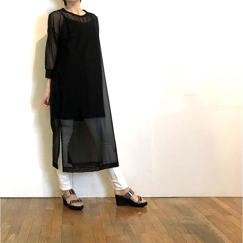 ベアトリス ワンピース マキシ丈 シアー 透け感 黒 レイヤー 新作 