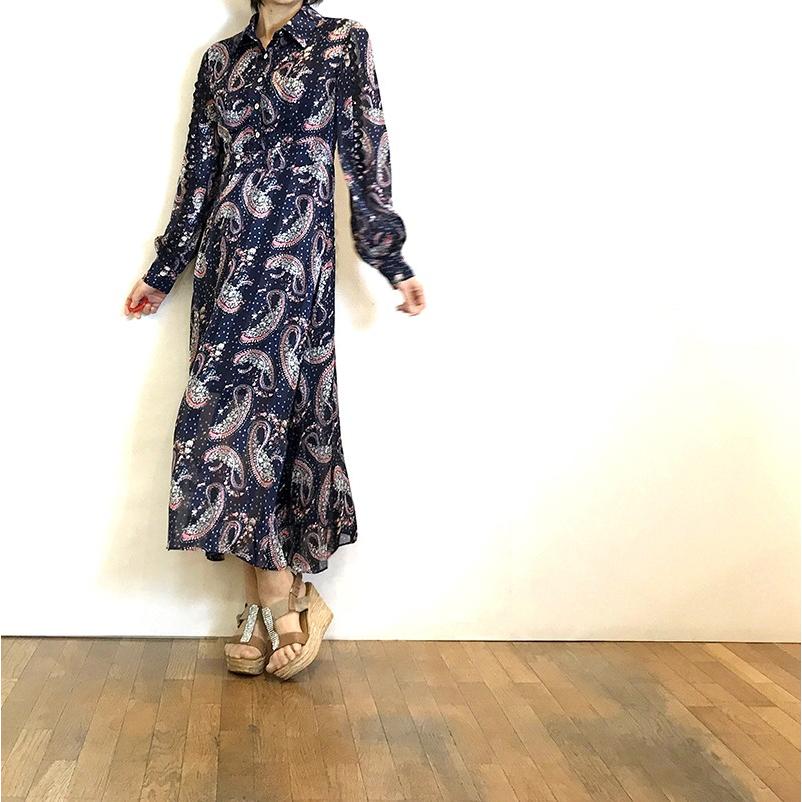 Etalors エアロ サテン ペイズリープリント マキシワンピース 紺 N03 1007 セレクトショップ ミーナ 通販 Yahoo ショッピング