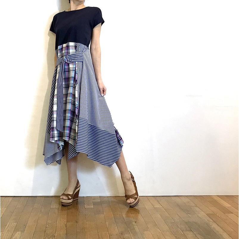 プライオリティ ワンピース ドッキング イレギュラーヘム ストライプ チェック Priority P セレクトショップ ミーナ 通販 Yahoo ショッピング