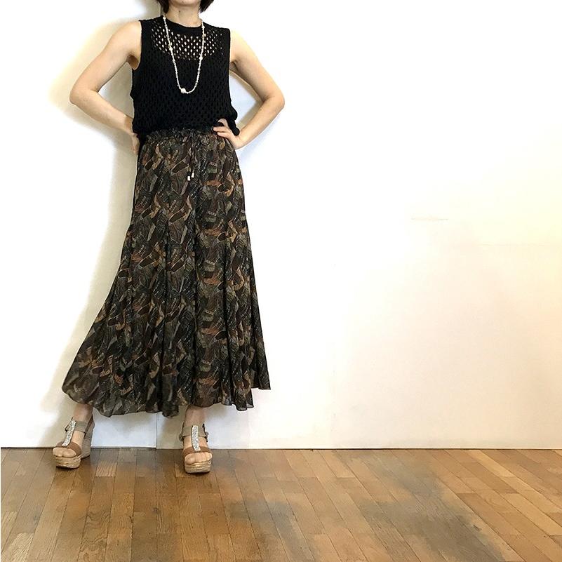プライオリティ Priority パンツ ワイド プリント スカート見え 