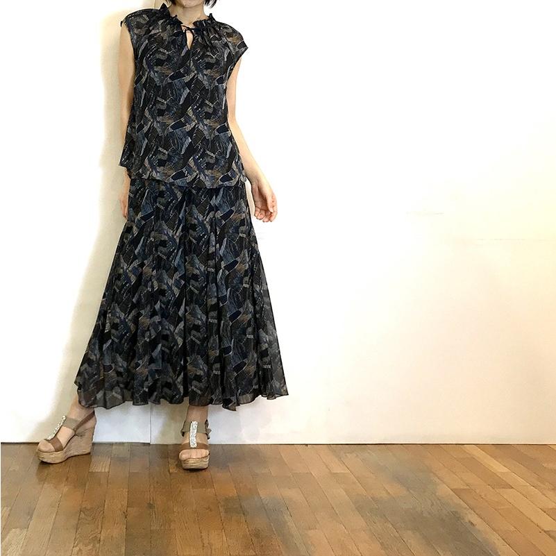 プライオリティ Priority パンツ ワイド プリント スカート見え 
