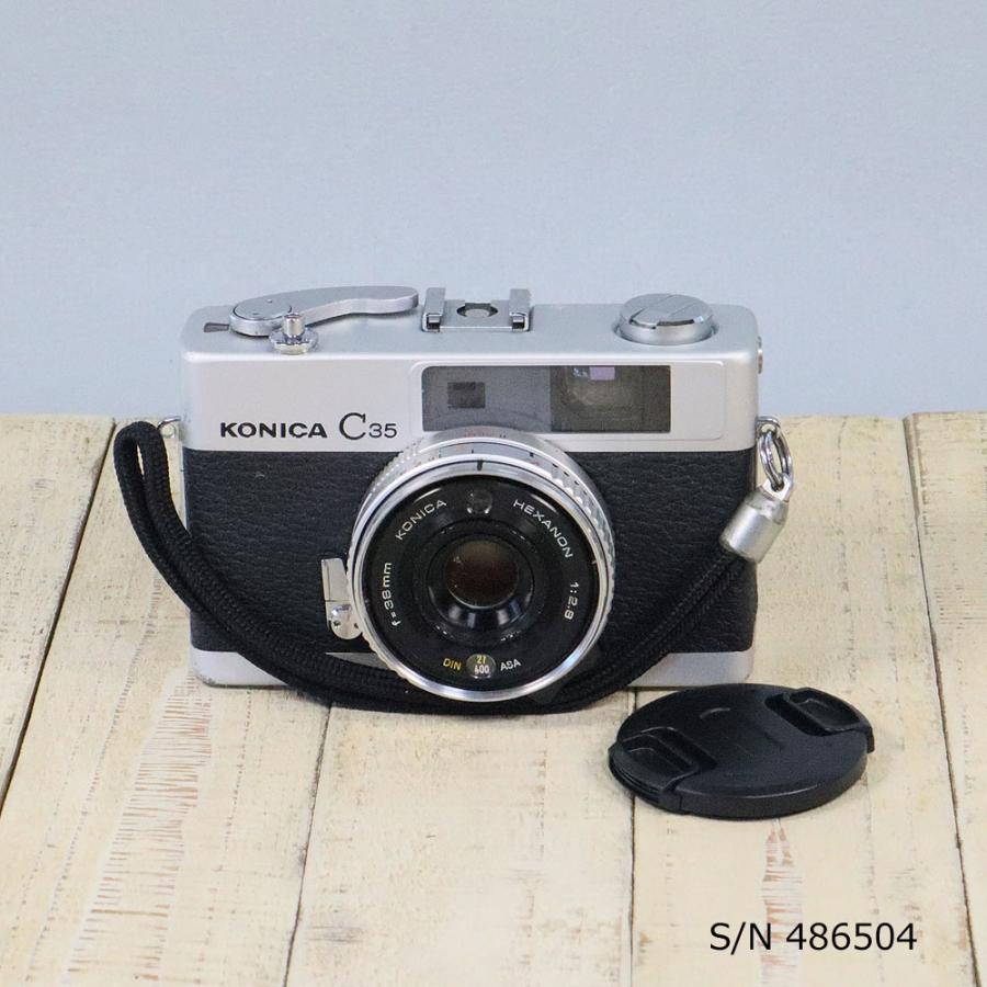 中古】【保証付 】 コニカ KONICA C35 初期型 S/N 486504（ケース