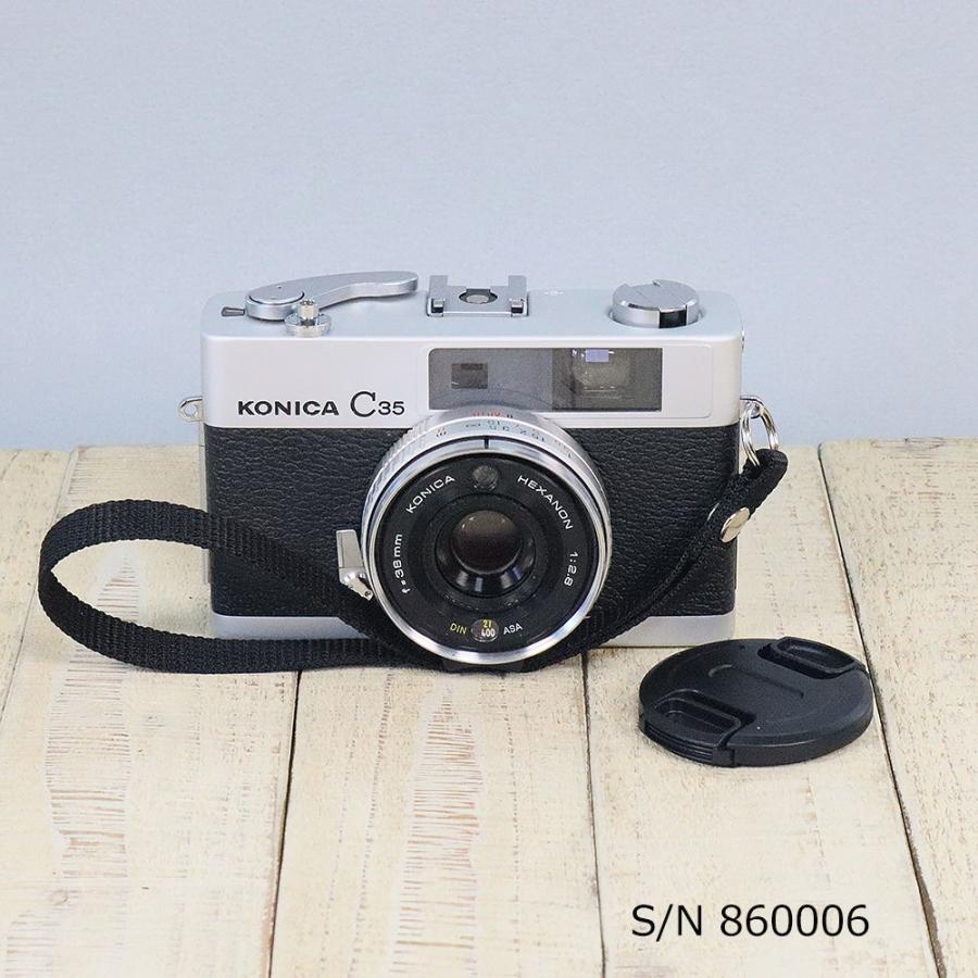 中古】【保証付 】 コニカ KONICA C35 初期型 S/N 860006（ケース