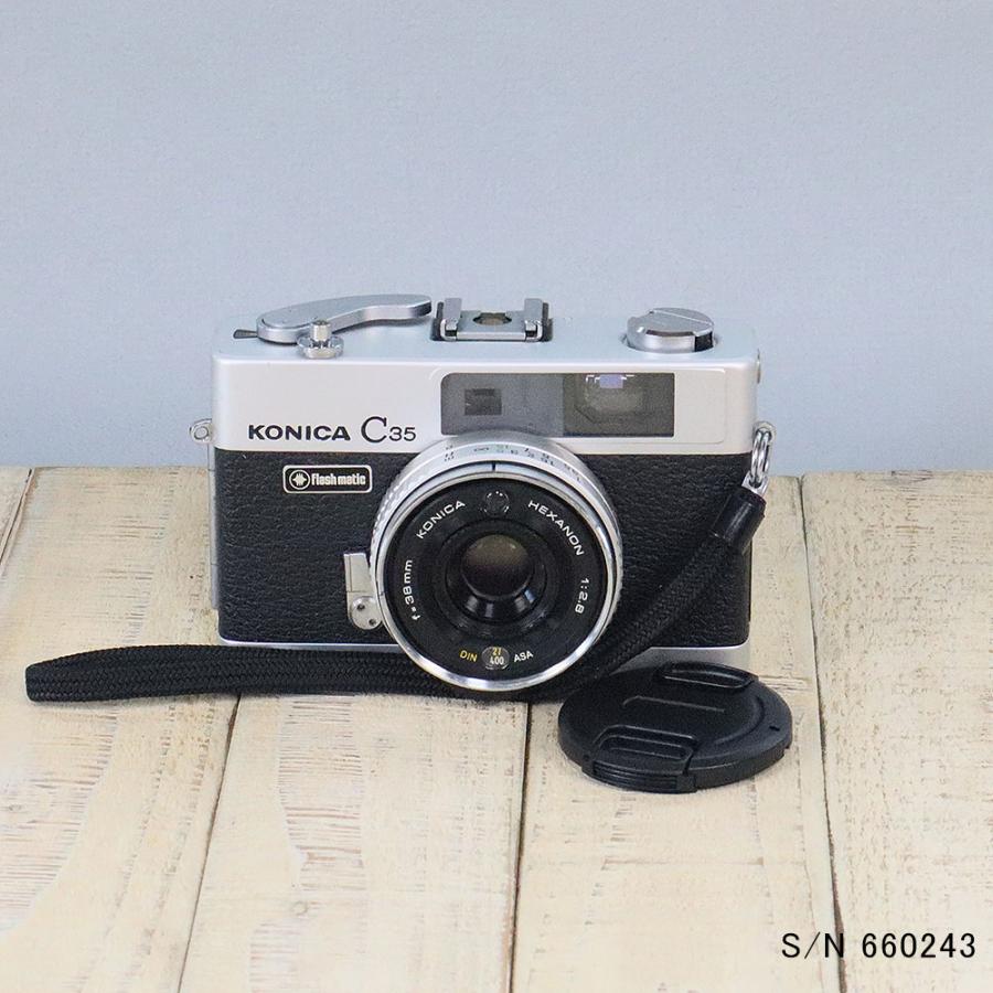 中古】【保証付 】 コニカ KONICA C35 Flashmatic S/N 660243（ケース