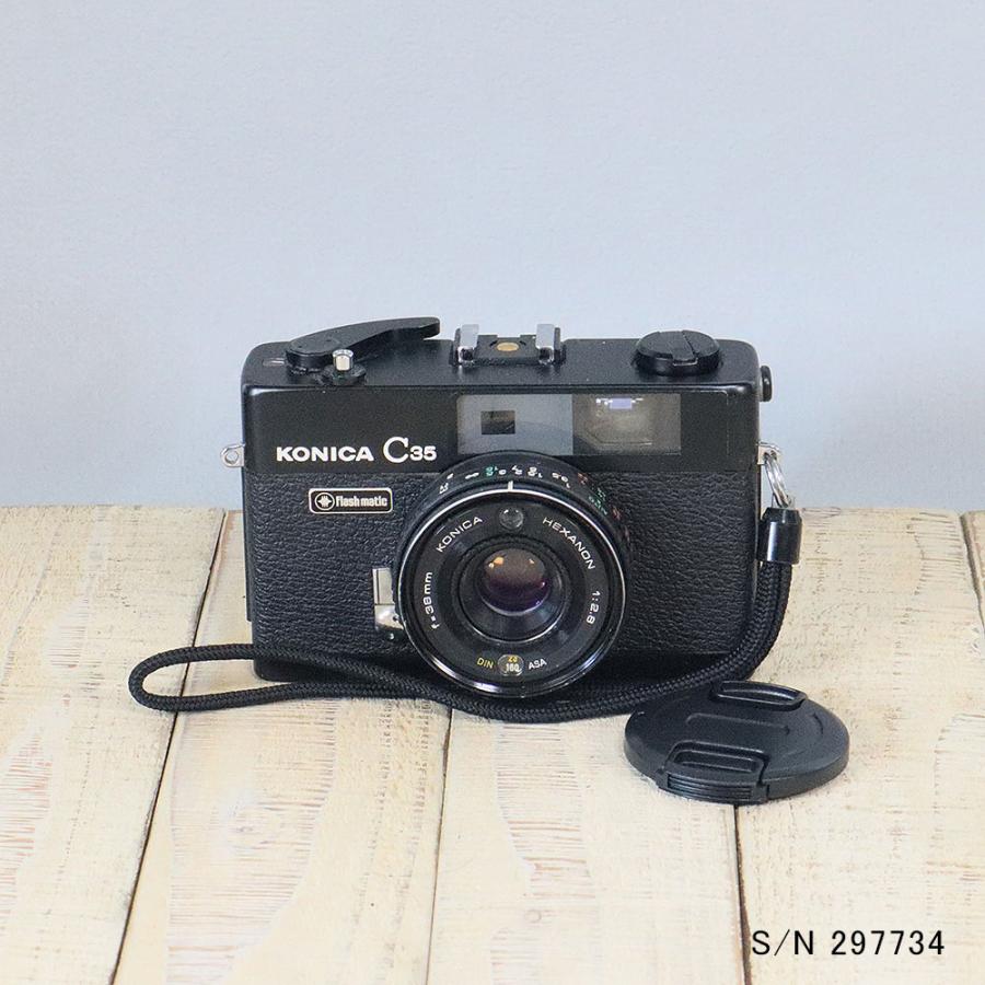 中古】【保証付 】 コニカ KONICA C35 Flashmatic ブラック S/N 297734