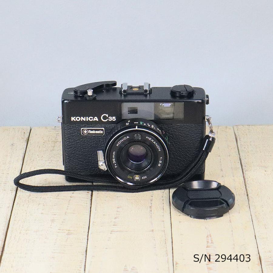 中古】【保証付 】 コニカ KONICA C35 Flashmatic ブラック S/N 294403