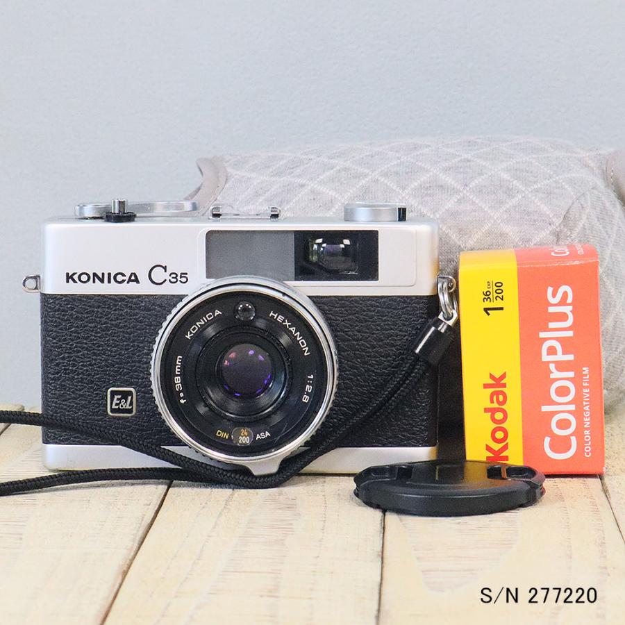 中古】【保証付 】 コニカ KONICA C35 E&L 277220（ケース・フイルム付