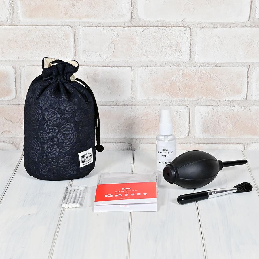 カメラ女子 かわいいポーチとカメラのお手入れセット エレガントブラックレディードット セール品