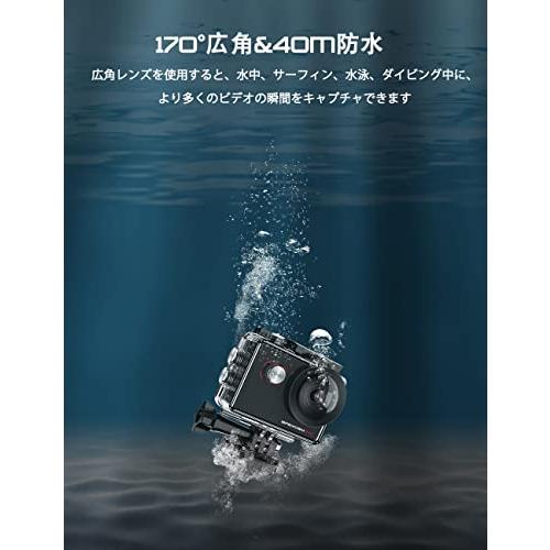Apexcam M90 proアクションカメラ 4K 自撮り棒付き 外部マイク 40M防水