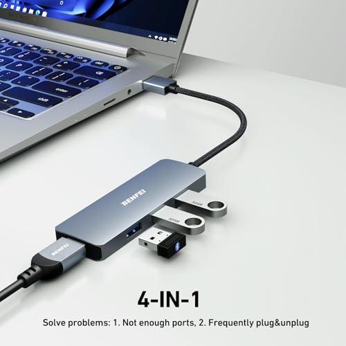 BENFEI USB 3.0 ハブ 4ポート 超薄型 MacBook、Mac Pro、Mac Mini