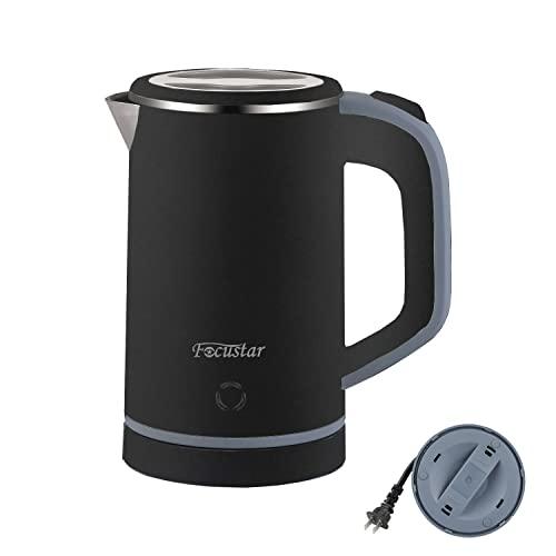 Focustar 電気ケトル 小型 0.8L 湯沸かしケトル 電気ポット 快速沸騰 沸騰後自動OFF 空焚き防止 蓋取り外し お手入れ簡単 一人