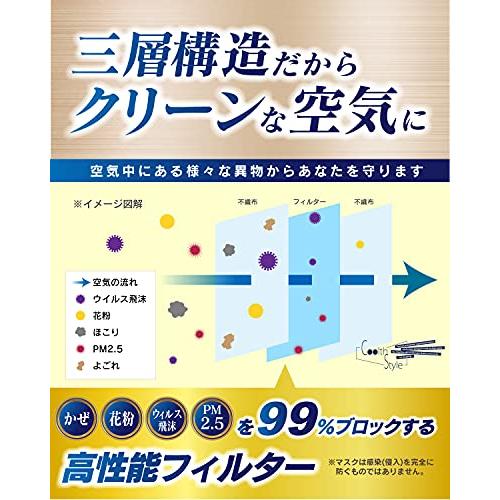 [Coolth Style] 日本製 黒 不織布マスク 100枚 個包装 日本国内カケンテスト認証済 高機能 不織布マスク 普通サイズ：175mm｜mi-naone｜05