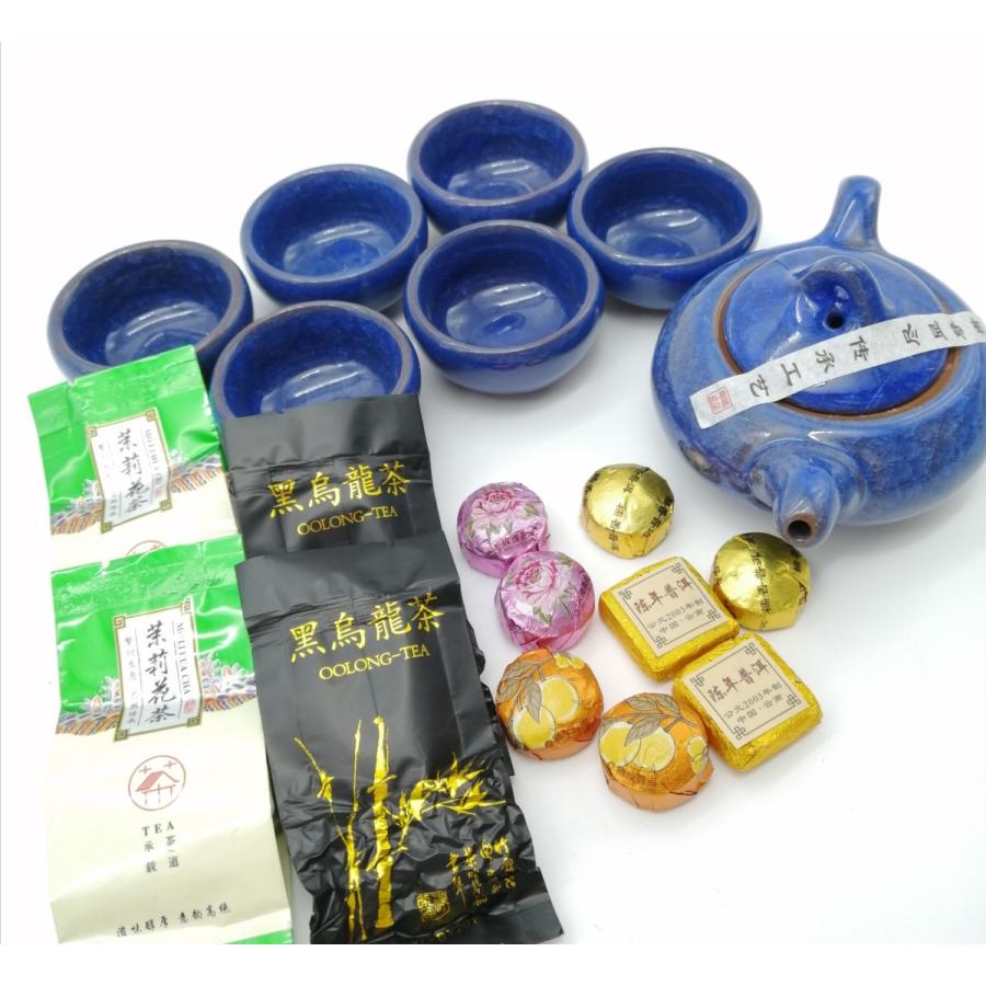 中国茶器（茶器青色）直ぐに始められるお茶会セット 茶器7点/茶葉6種12包 cm4-4-30 :cm4-4-30:MI.PRO shop - 通販 -  Yahoo!ショッピング
